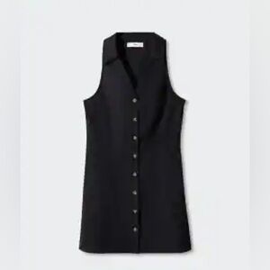Mango Black Button-Down Mini Dress